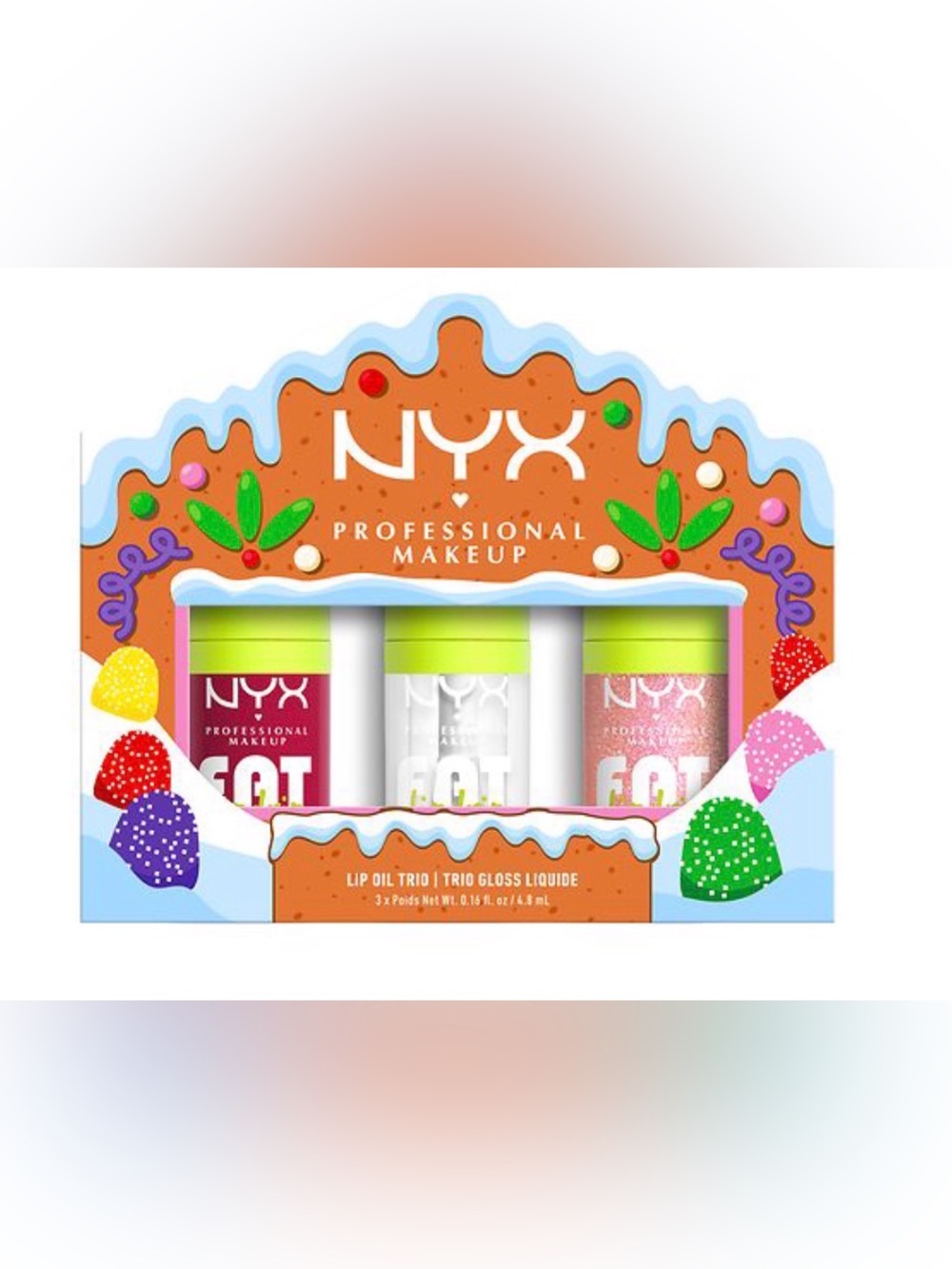 NYX Lip Oil Trio - Red, Clear, Pink Sparkle